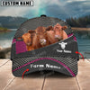 Joycorners Red Angus Customized Name And Farm Name Metal 3D Classic Cap