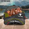 Joycorners Red Angus Customized Name And Farm Name Metal 3D Classic Cap