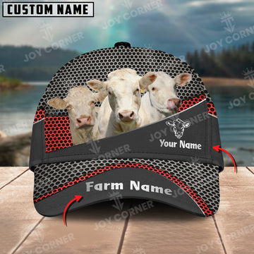 Joycorners Charolais Customized Name And Farm Name Metal 3D Classic Cap