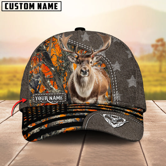 Joycorners Caribou Hunting Customized Name US Flag 3D Classic Cap