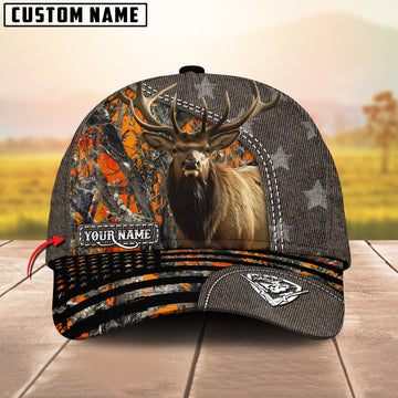 Joycorners Elk Hunting Customized Name US Flag 3D Classic Cap