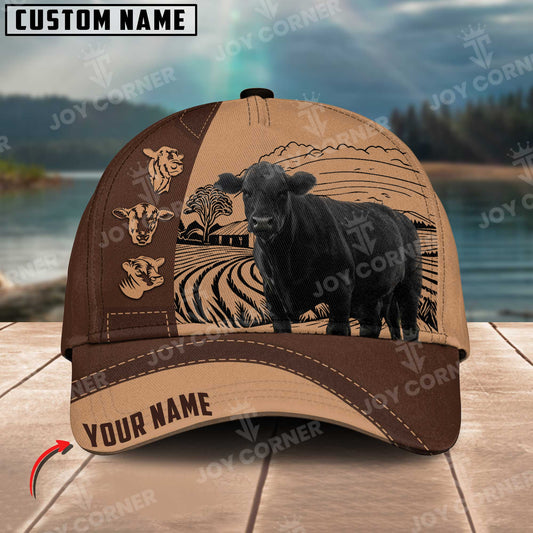 Joycorners Black Angus On Farm Customized Name 3D Classic Cap