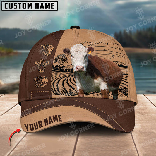 Joycorners Hereford On Farm Customized Name 3D Classic Cap