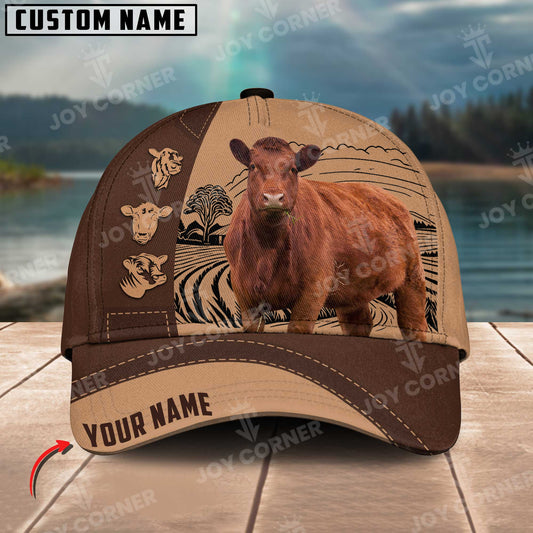 Joycorners Red Angus On Farm Customized Name 3D Classic Cap