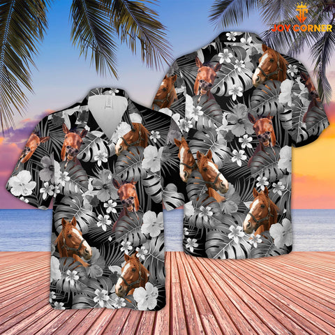 Joy Corners Horse Grey 3D Hawaiian Shirt