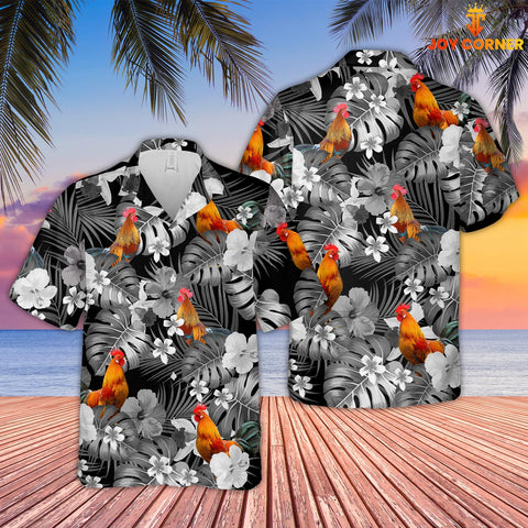 Joy Corners Chicken Grey 3D Hawaiian Shirt