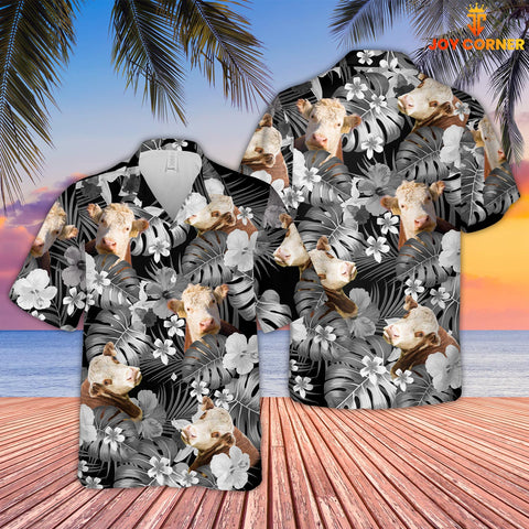 Joy Corners Hereford Grey 3D Hawaiian Shirt