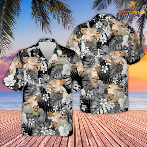 Joy Corners Charolais Grey 3D Hawaiian Shirt