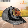 Joycorners Custom Name Red Angus Metal Pattern Cap