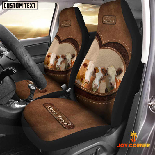 Joycorners Simmental Pattern Customized Name Heart Car Seat Cover Set