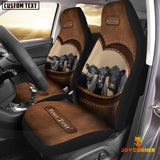 Joycorners Black Angus Pattern Customized Name Heart Car Seat Cover Set