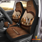 Joycorners Texas Longhorn Pattern Customized Name Heart Car Seat Cover Set