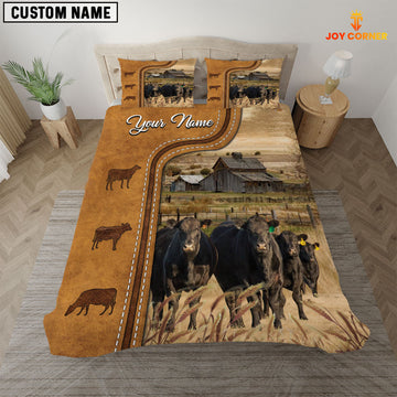 JoyCorners Personalized Black Angus In Field Farmhouse 3D Bedding Set