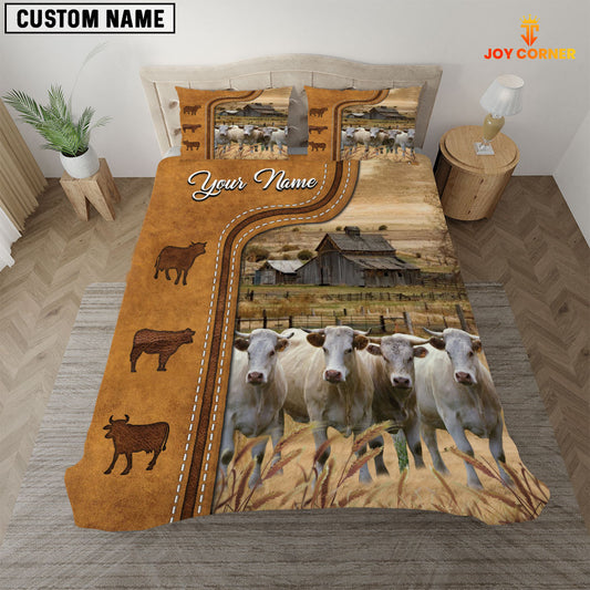 JoyCorners Personalized Charolais In Field Farmhouse 3D Bedding Set