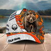 Joycorners Bear Hunting Customized Name Orange Lava Pattern 3D Classic Cap