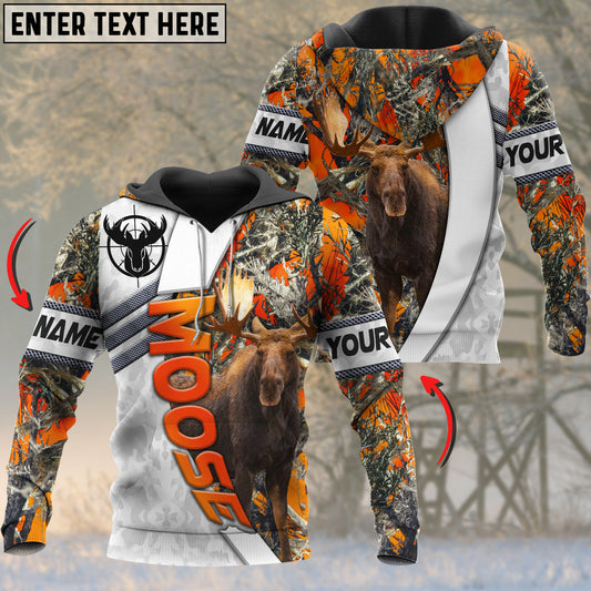 Joycorners Moose Deer Personalized Name Orange Lava Pattern 3D Hoodie