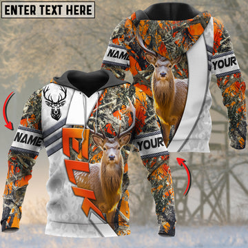 Joycorners Elk Deer Personalized Name Orange Lava Pattern 3D Hoodie
