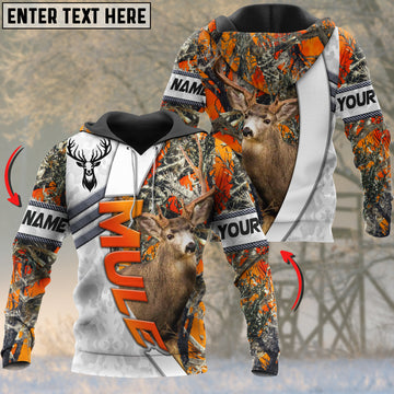 Joycorners Mule Deer Personalized Name Orange Lava Pattern 3D Hoodie