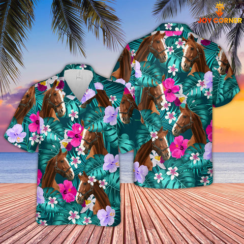 Joy Corners Horse Tropical Style 3D Hawaiian Shirt