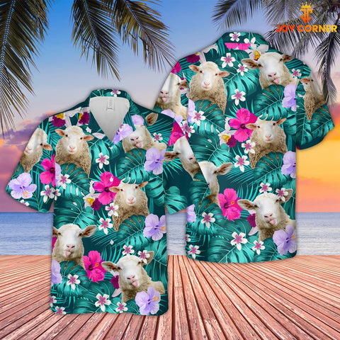 Joy Corners Sheep Tropical Style 3D Hawaiian Shirt