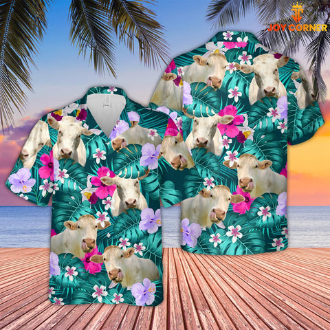 Joy Corners Charolais Tropical Style 3D Hawaiian Shirt