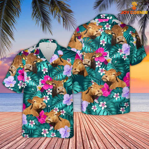 Joy Corners Limousin Tropical Style 3D Hawaiian Shirt