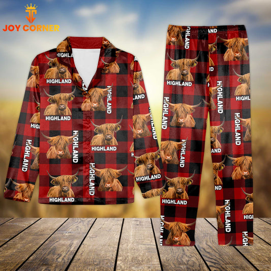 Joycorners Highland Cattle Caro Pattern 3D Pajamas