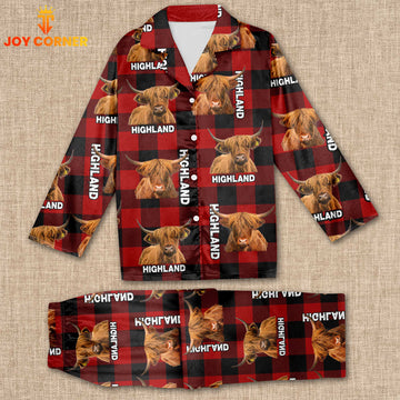 Joycorners Highland Cattle Caro Pattern 3D Pajamas