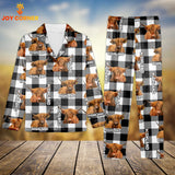 Joycorners Highland Cattle Caro Pattern 3D Pajamas