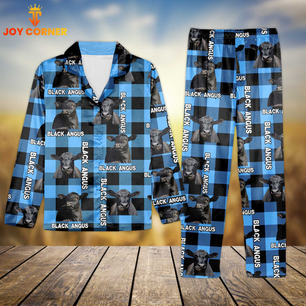 Joycorners Black Angus Cattle Caro Pattern 3D Pajamas
