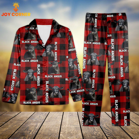 Joycorners Black Angus Cattle Caro Pattern 3D Pajamas