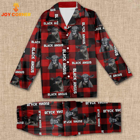 Joycorners Black Angus Cattle Caro Pattern 3D Pajamas