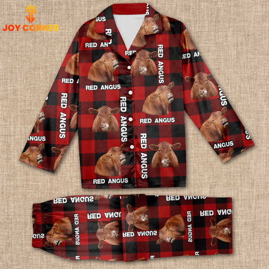 Joycorners Red Angus Caro Pattern 3D Pajamas