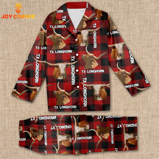 Joycorners Texas Longhorn Caro Pattern 3D Pajamas