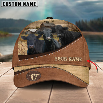 Joycorners Black Angus Brown Leather Pattern Customized Name 3D Classic Cap