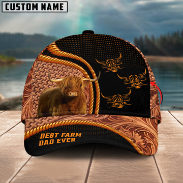 Joycorners Highland Dad Customized Name Leather Carving 3D Cap