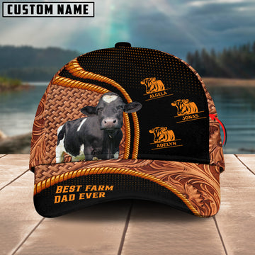 Joycorners Holstein Dad Customized Name Leather Carving 3D Cap