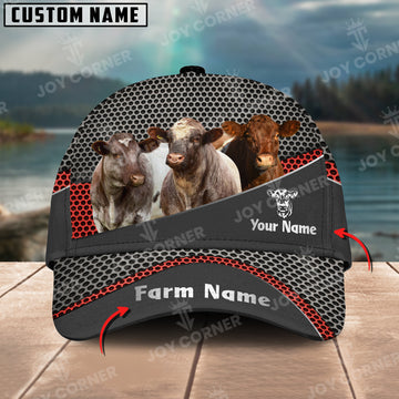 Joycorners Shorthorn Customized Name And Farm Name Metal 3D Classic Cap