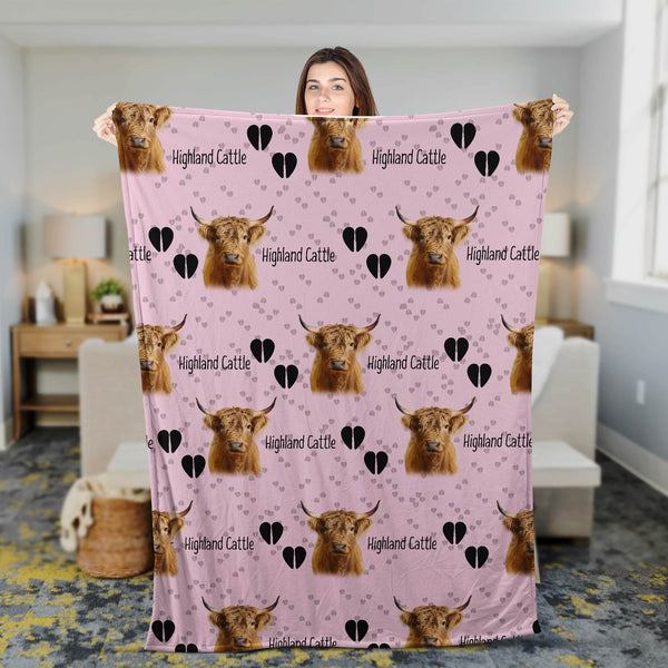 Joycorners Highland Cattle Happy Pattern Blanket
