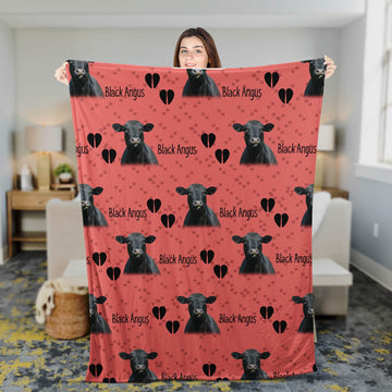 Joycorners Black Angus Cattle Happy Pattern Blanket