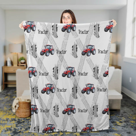 Joycorners Tractor Cattle Happy Pattern Blanket