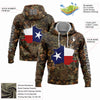 Joycorners Custom Stitched Camo Black-White 3D Texas Flag And Hunting Sports Pullover 3D Hoodie
