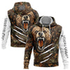 Joycorners Custom Stitched Camo Black-White Bear Hunting Sports Pullover 3D Hoodie