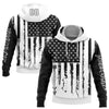 Joycorners Custom Stitched Black White 3D American Flag And Hunting Sports Pullover 3D Hoodie