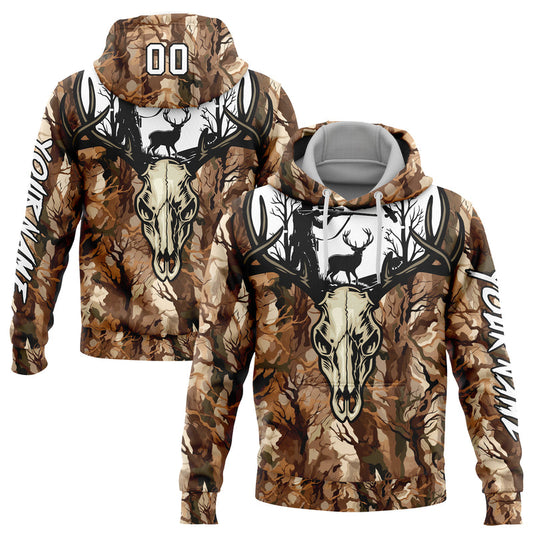 Joycorners Custom Stitched Camo White-Black 3D Gun Hunter Deer Hunting Sports Pullover 3D Hoodie