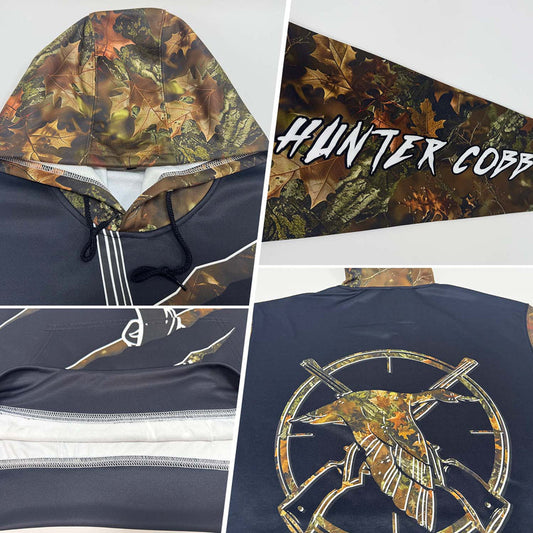 Joycorners Custom Stitched Black White-Camo 3D Duck Gun Hunting Sports Pullover 3D Hoodie