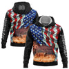 Joycorners Custom Stitched Black White 3D American Flag And Deer Hunting Sports Pullover 3D Hoodie