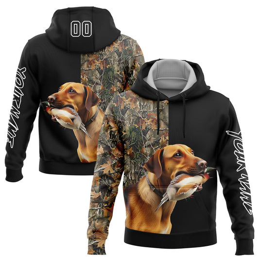 Joycorners Custom Stitched Black White 3D Pheasant Hunting With Dog Sports Pullover 3D Hoodie