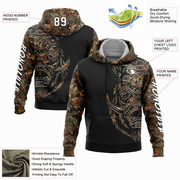 Joycorners Custom Stitched Camo White-Black 3D Wild Boar Hunting Sports Pullover 3D Hoodie