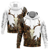 Joycorners Custom Stitched White Black-Camo 3D Deer Skull Hunting Sports Pullover 3D Hoodie